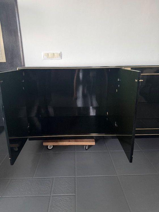 Pierre Cardin Sideboard With Brass Black Lacquered Shell Inlays, 1980 – Wood (photo 32 of 64)