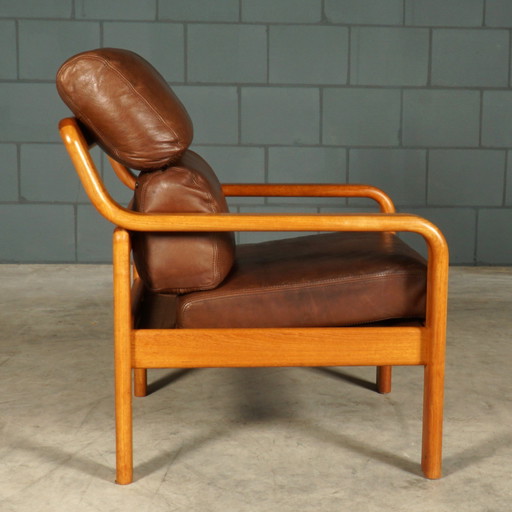 Fauteuil en cuir vintage - L. Olsen & Søn - Møbelfabrik K/S - 1960s