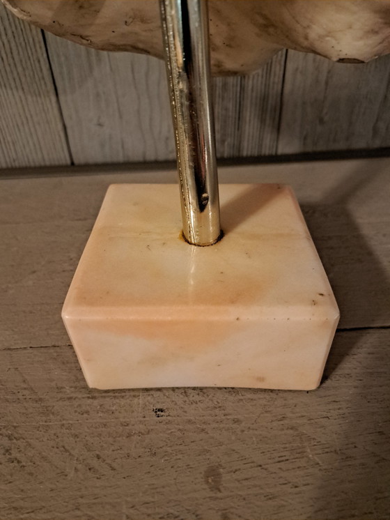 Image 1 of Barocke Büste einer französischen Frau mit Hut: Marmorsockel