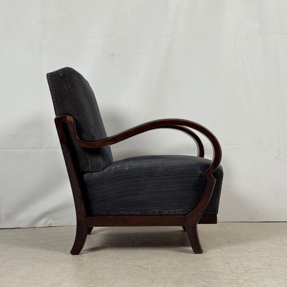 Image 1 of Debreceni Art-Deco-Sessel mit gebogenen Armlehnen, 1940er Jahre – Ungarisches Design