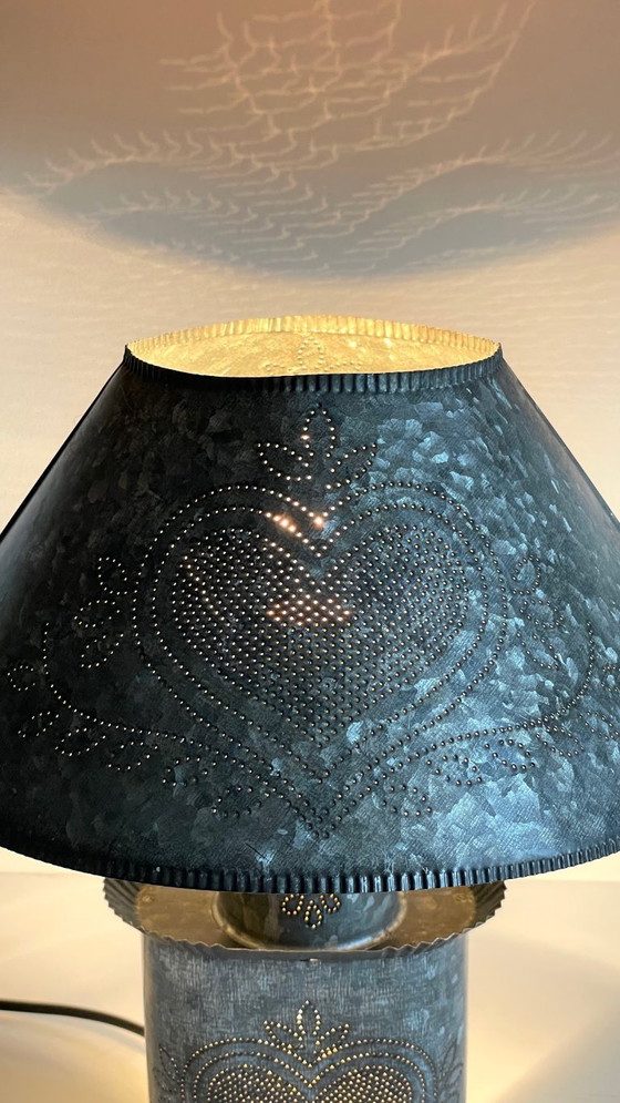 Image 1 of Vintage Zinc Heart Lamp