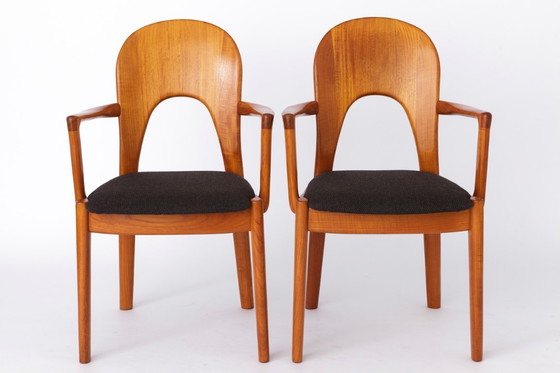 Image 1 of 1 of 2 Niels Koefoed Teak Armchair, 1970s | Danish Mid-Century Modern Vintage Dining Chair, Black Upholstery