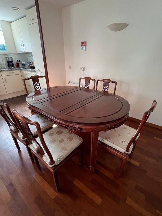 Set da pranzo cinese in palissandro 4-8 persone, Legno, Tessile, Marrone, Aziatisch (foto 2 di 5)