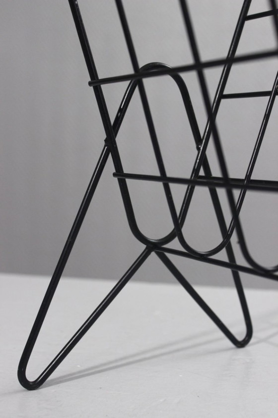 Image 1 of vintage wire magazine rack, modernist design