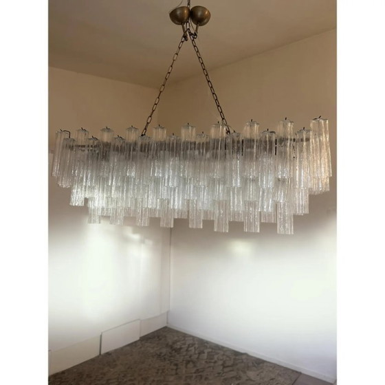 Image 1 of Contemporary Luxury Rectangular "Tronchi" Murano Glass Burnished Chandelier