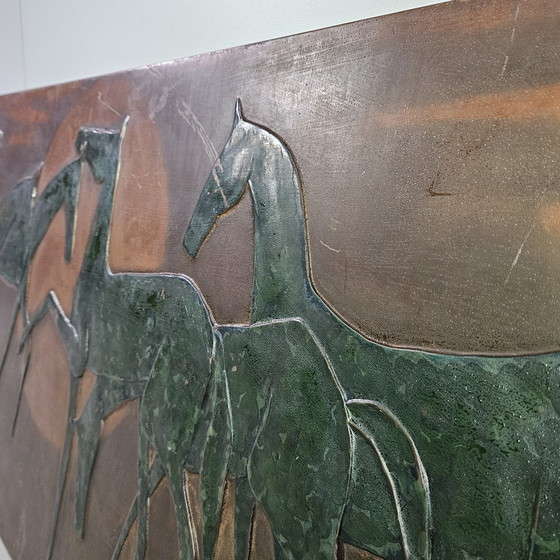Image 1 of Vintage wall panel deco, moon horses
