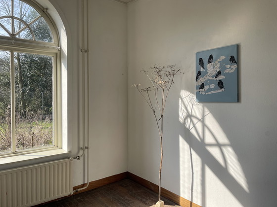 Image 1 of Schilderij van Spreeuwen