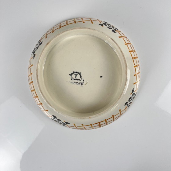 Image 1 of Plato sobre pedestal, loza, Badonviller "Roscoff", 1930