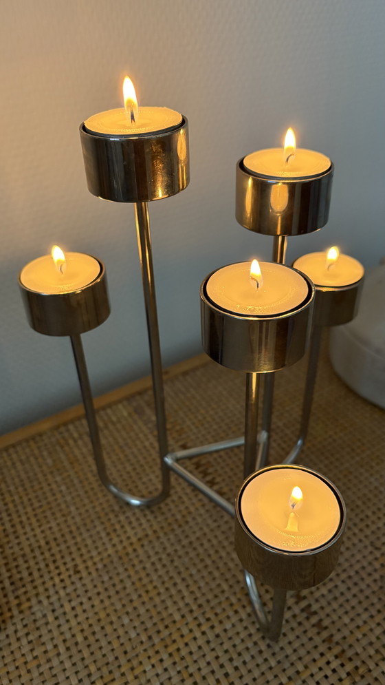 Image 1 of Tommy Larsen Design of Denmark Chandelier en acier inoxydable chromé Design danois