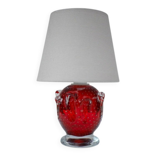 Red crystal glass lamp by Börne Augustsson for Åseda
