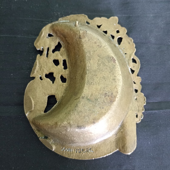 Image 1 of Vintage Brutalist Brass Bowl – Wainberg (Jerusalem) with Eilat Stone