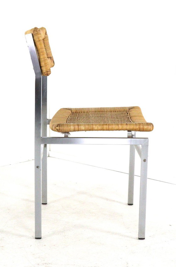 Set van 4 stoelen eetkamerstoelen metaal riet vintage – Chrome (photo 4 of 16)