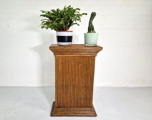 Gabriella Crespi-style wicker plant stand, 1970s