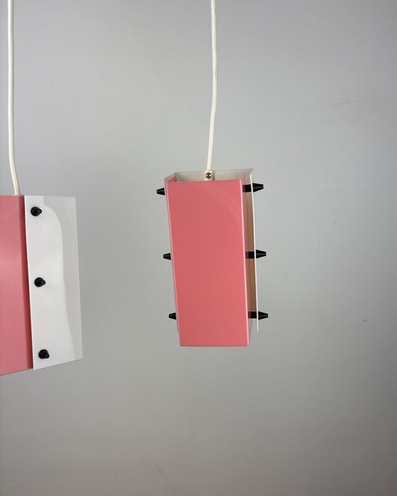 Image 1 of Space Age Pendant lamp, Acrylic, 1960s, Mid Century, Vintage Lamp, Pink-White, Germany, 50s, Pop Art, Minimalism, Industrial
