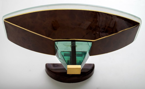 Image 1 of Dopo Fontana Arte Coppia di moderne lampade italiane in vetro e ottone, anni '80