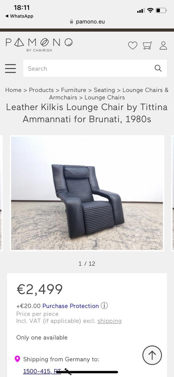 Image 1 of Leather Kilkis lounge chair by Titian's Ammannati for 