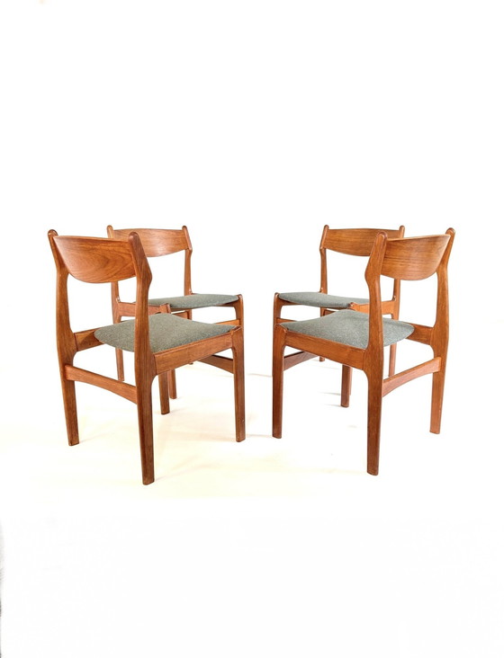 Image 1 of Set van 4 gerestaureerde Deense eetkamerstoelen ‘60