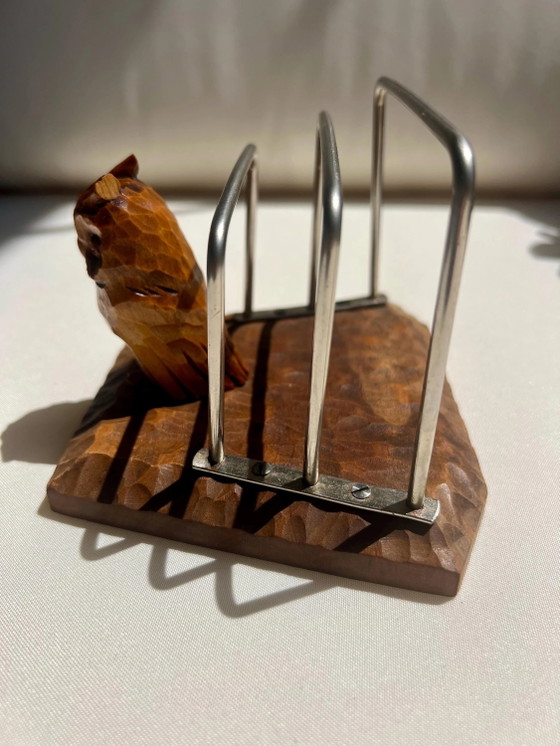 Vintage Owl Letter Holder Wood Carved Mid Century Letter Holder Hand Carved Owl Desk Organizer Retro (photo 8 of 9)