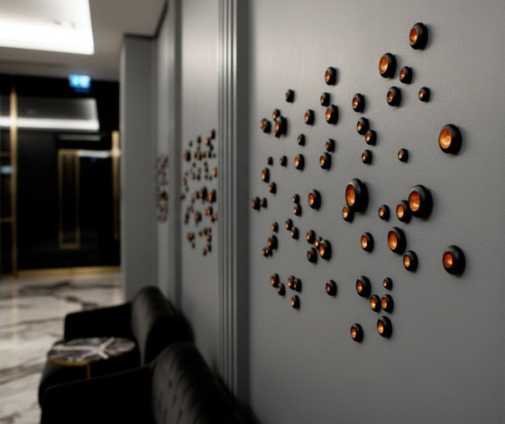 Image 1 of 3D Black & Copper Metallic Wall Art Pods: Modern Sculptural Installation, Set of 60 