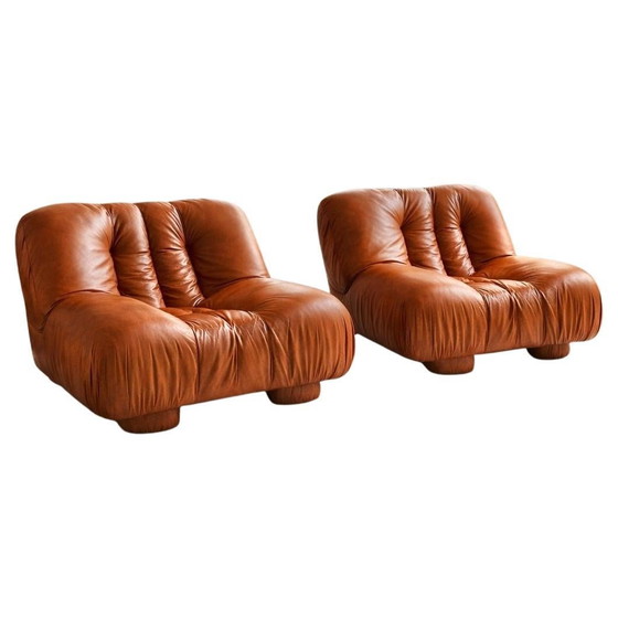 Fauteuils Giuseppe Rossi di Albizzate en cuir, Italie, années 1970, Chaises & fauteuils, Marron (photo 4 sur 20)