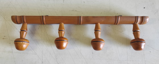 Image 1 of Coat rack in solid wood turned in the style of bamboo - mid-20th century