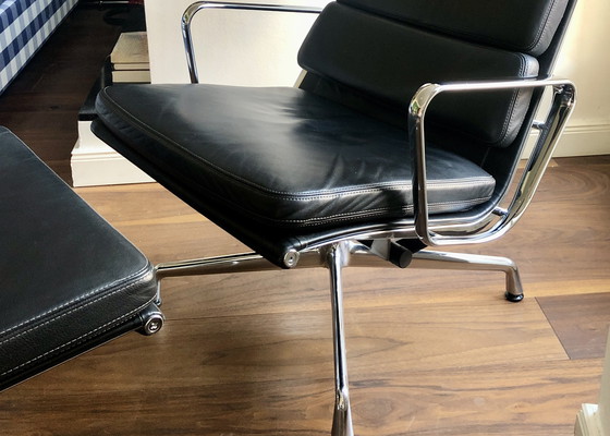 Image 1 of Vitra Eames Soft Pad Chair Lounge EA 222 & 223 chrome premium leather