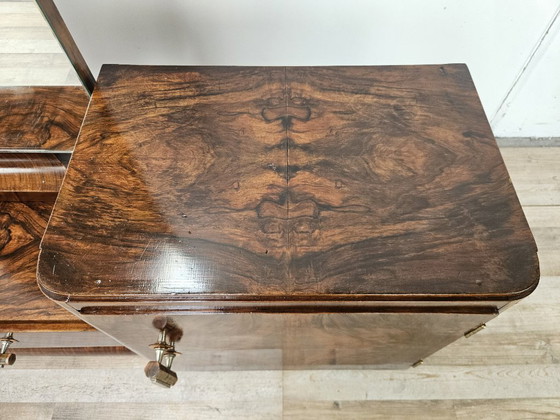 Art Déco kaptafel van notenhout met spiegel, Italiaans design, jaren 1940 – Consoles, Wood (photo 5 of 17)