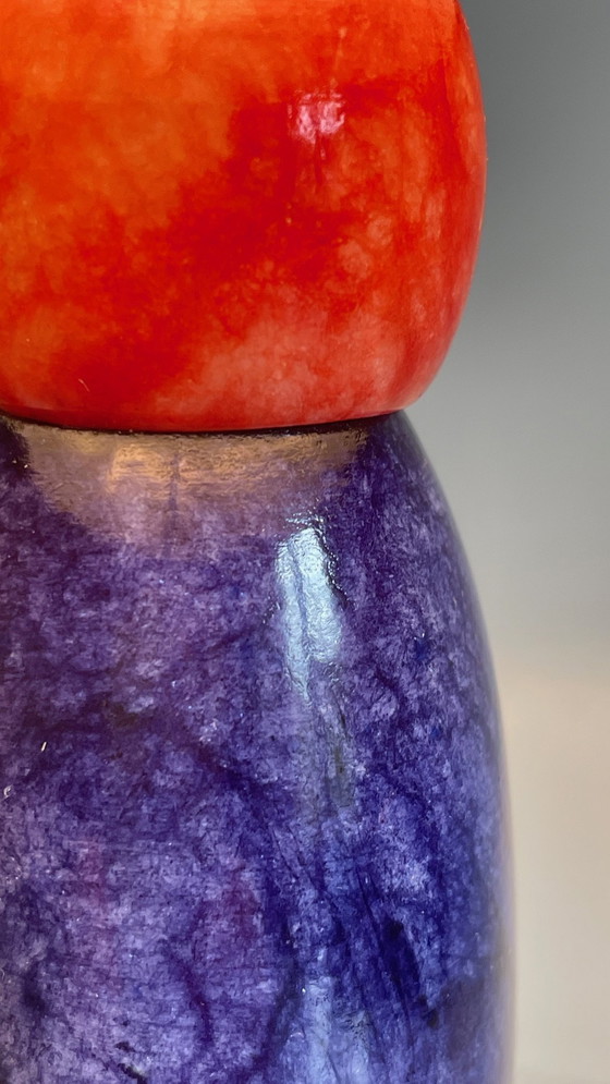 Image 1 of LAMPE Pierre d'ALBATRE Blue, Yellow and Red 80s