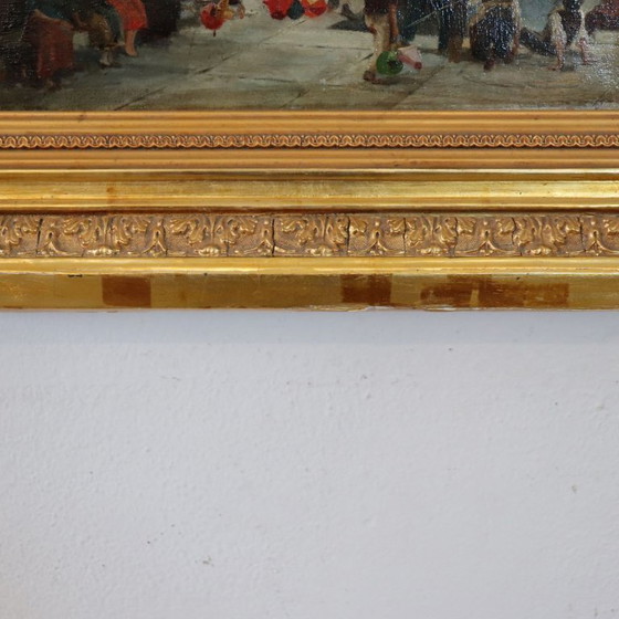 Image 1 of Oil Painting on Canvas, Children Playing, Italy 19th Century