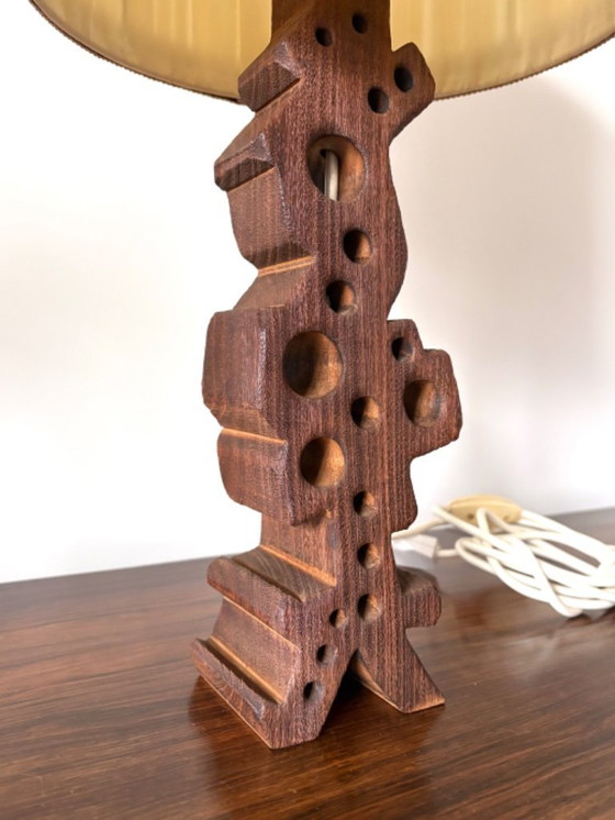Image 1 of Special vintage retro wooden table lamp from the 60s/70s