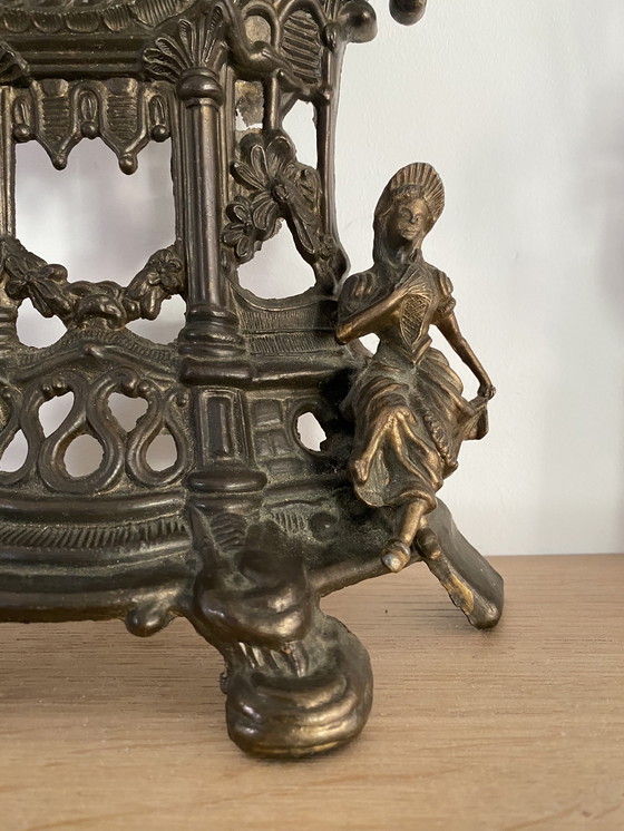 Image 1 of Vintage Lowental Heavy Duty Cast Brass Tab Le Mantle Clock