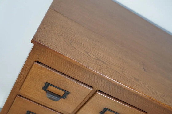 Image 1 of Botiquín/archivador antiguo holandés de roble, años 30