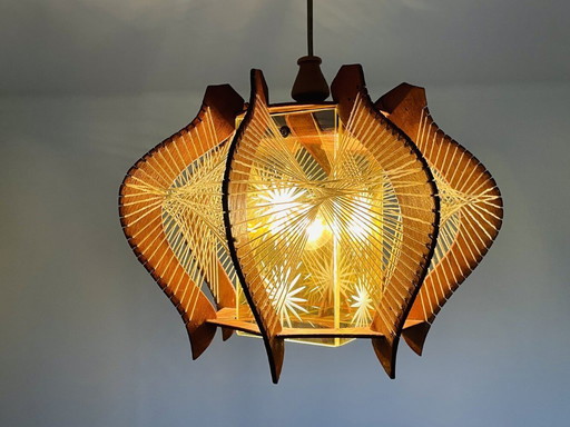 Mid Century Modern Hängelampe aus Holz