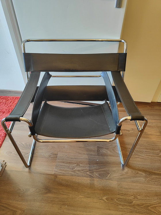 Image 1 of Wassilly style Design stoel in Italiaans leer zwart
