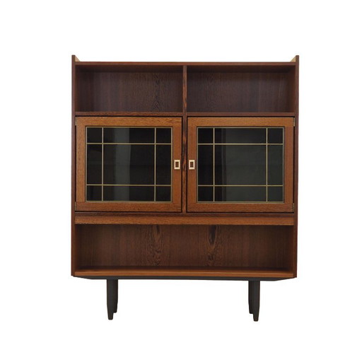 Dänische Eichen-Vitrine mit Beleuchtung und verstellbaren Regalböden, 1960er Jahre