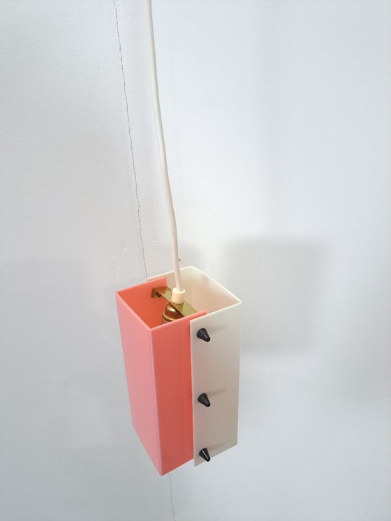 Image 1 of Space age roze met wit kunststof lamp, hanglamp