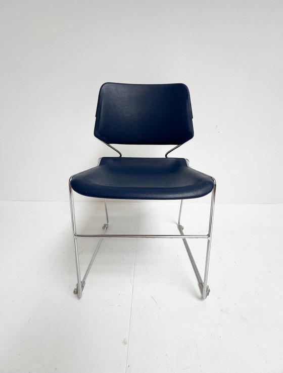 Image 1 of Set of 6 dark blue Matrix Krueger chairs by Thomas Tolleson, 1970's