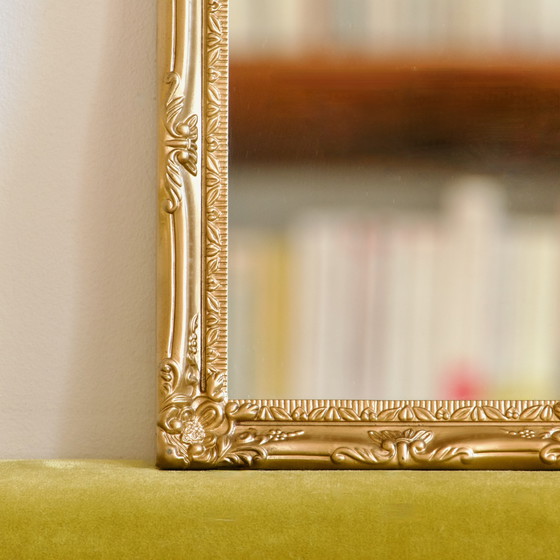 Image 1 of Adorable Golden Rectangular Mirror With Mouldings