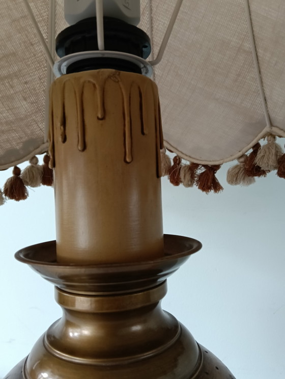 Vintage Table Lamp – Textile, Wood (photo 7 of 9)