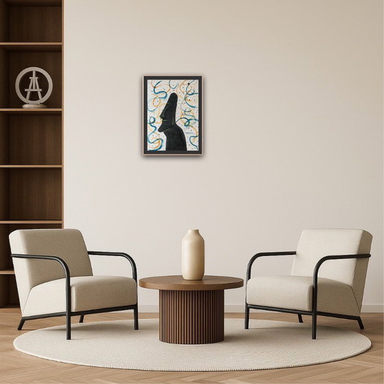 Image 1 of Oost-Indische inkt op naturel karton.  Formaat 30x40cm.