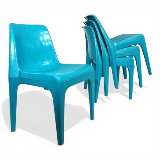 Image 1 of Set van 4 Schröder & Henzelmann Space Age eetkamerstoelen, 1970