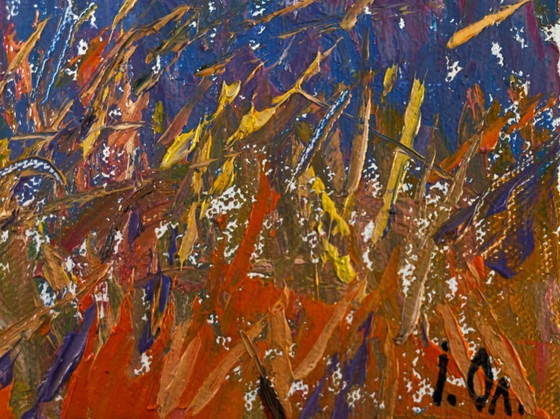 Image 1 of Original Oil Painting Summer Forest Landscape Fresh air and birds singing in the meadow