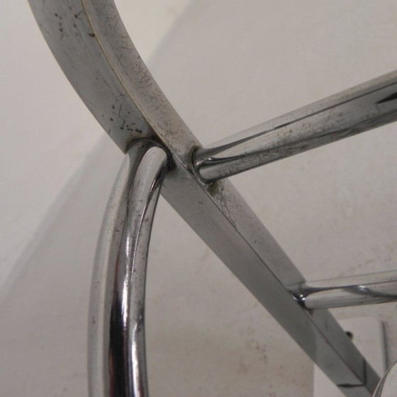 Image 1 of Perchero de pared Art Déco con espejo biselado ajustable en marco cromado, década de 1930.