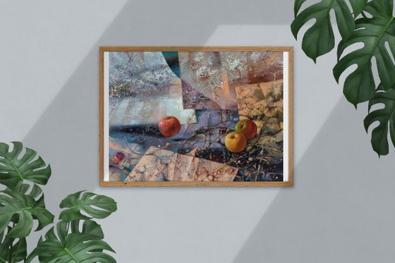 Originales Ölgemälde, abstraktes Fruchtstillleben, Äpfel – Gemälde & Zeichnungen, Canvas (photo 3 of 11)
