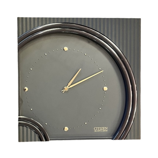 Hermoso reloj de pared Citizen, estilo Hollywood Regency, fabricado en Japón, década de 1980.