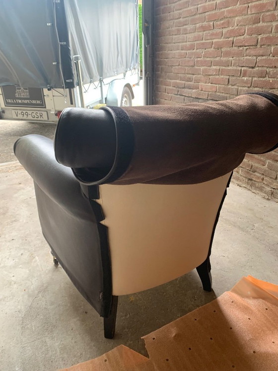 Minotti Sessel mit braunem Leder abnehmbarem Bezug – Leather, Metal (photo 7 of 7)