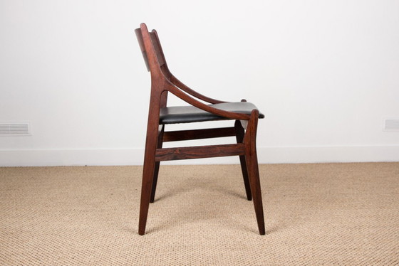 Image 1 of Set of 4 Danish chairs in rosewood and skai by Vestervig Eriksen 1960.