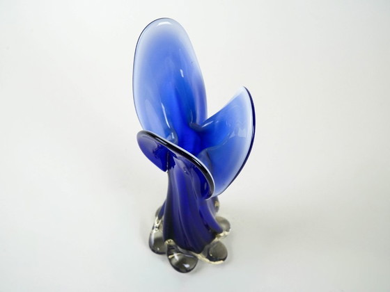 Image 1 of Vase Cobalt, verre de Murano, design italien, années 1960, fabriqué en Italie
