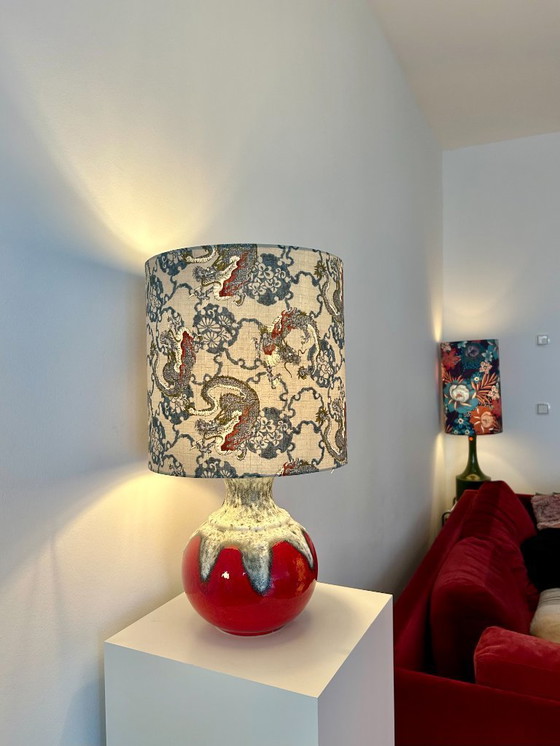 Image 1 of Striking table lamp with dragon shade - upcycled from a Fat Lava vase by Bay