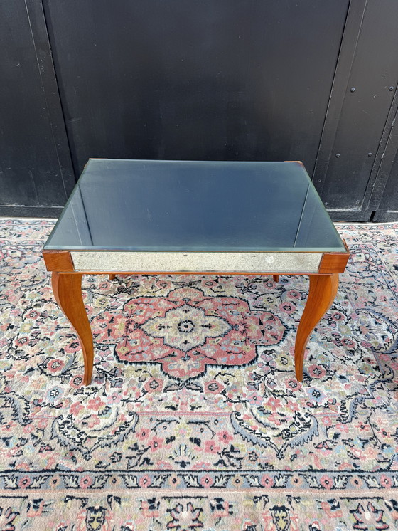 Image 1 of Small wooden coffee table and mirror from the 1950s